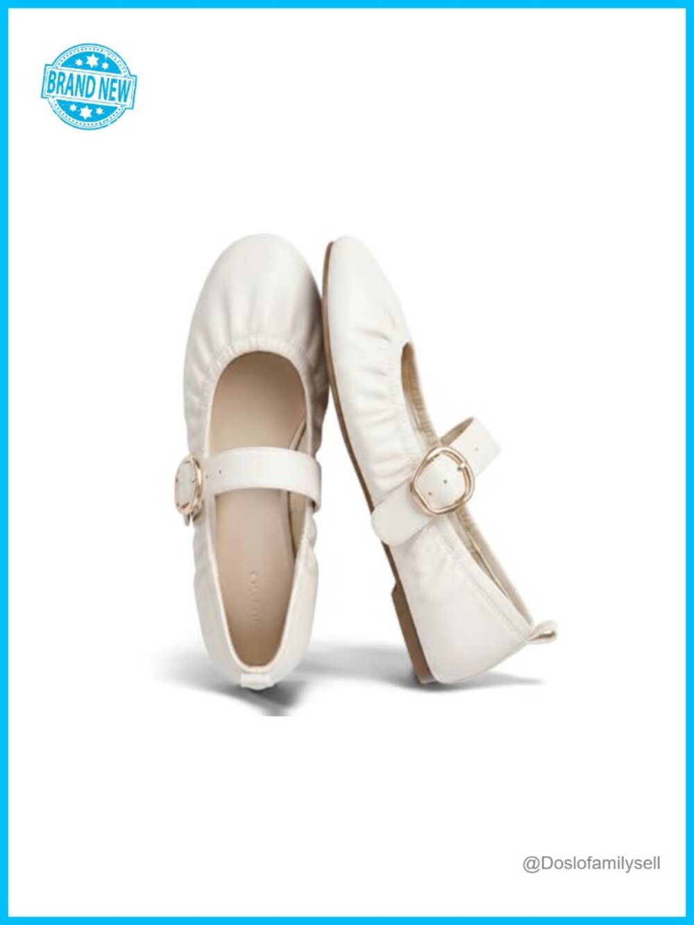 Mary Jane Ballet Flats Faux Leather Slip On Comfort Cushioned Round Toe Shoes